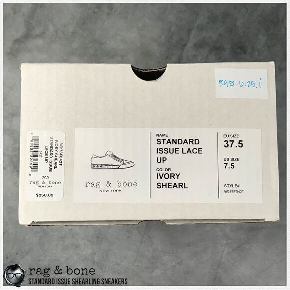 RAG & BONE STANDARD ISSUE SHEARLING LACE UP SNEAKERS IN IVORY RETRO SIZE 7.5 - Picture 14 of 15